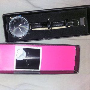 Vintage Avon Black Face Watch w/Box